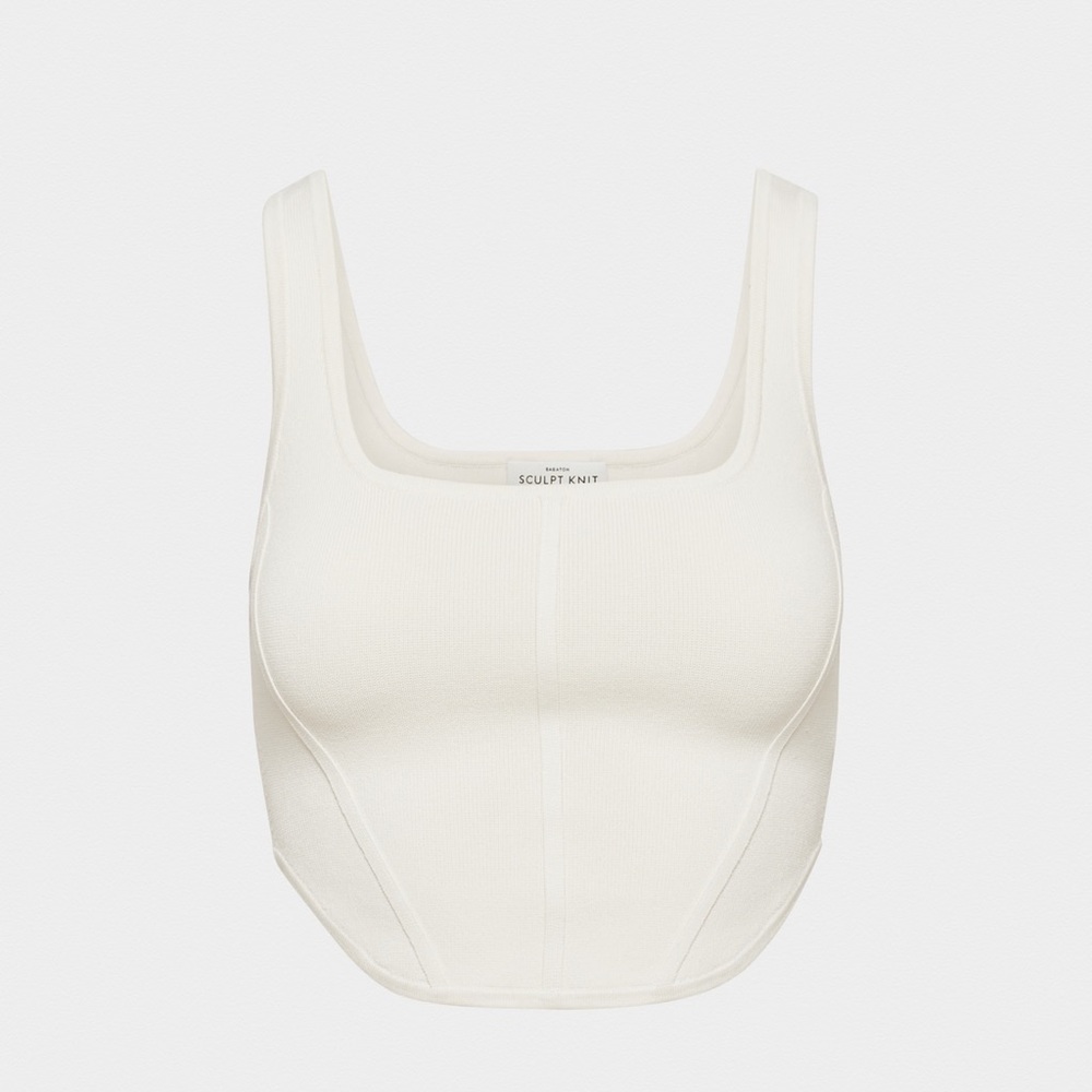 Babaton Sculpt Knit Bustier Tank in Light Birch